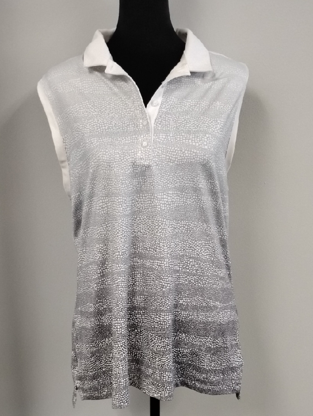 Nike Women's Dri-Fit Golf Sleeveless Polo Tank Top - White & Gray Speckle, Sz L
